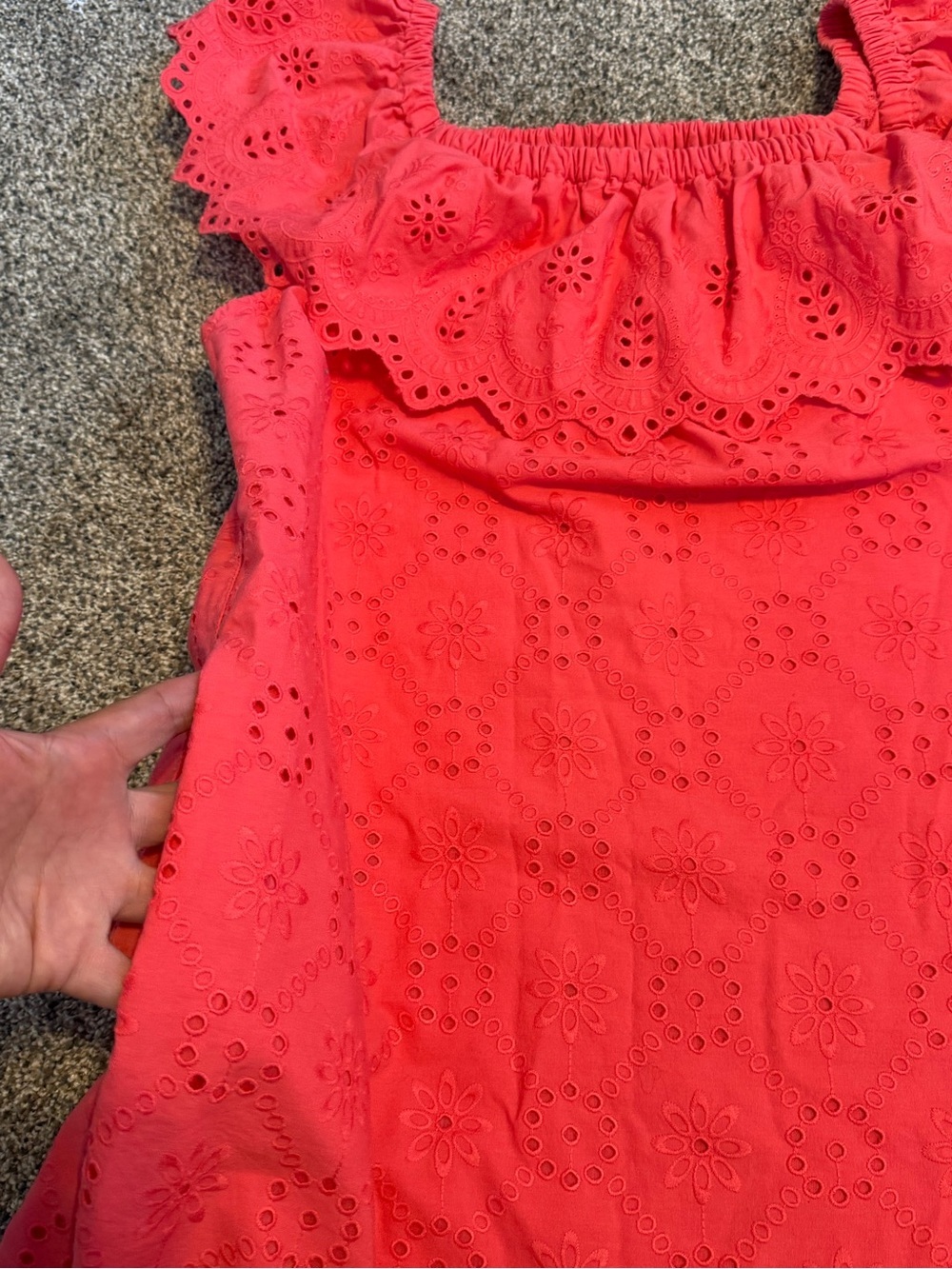 Tommy Bahama Coral Red Eyelet Ruffle Dress - Picture 10 of 10